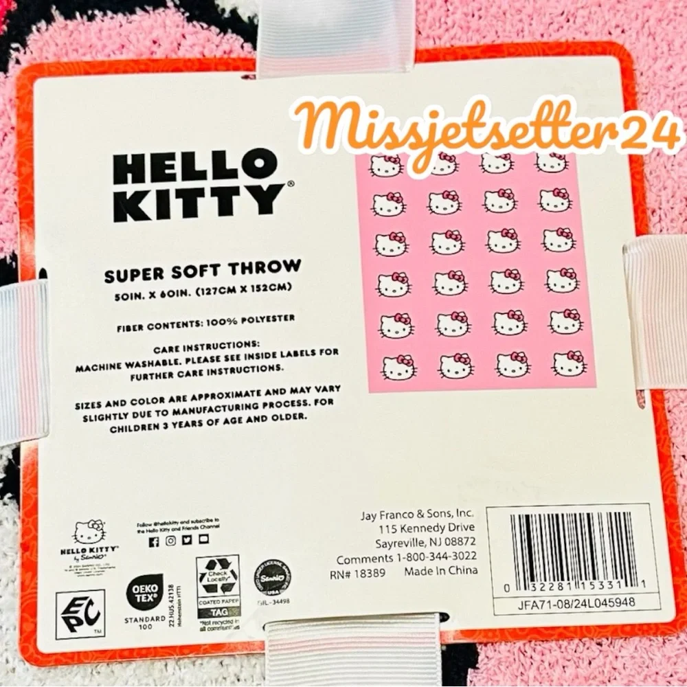 NWT Hello Kitty Pattern Pink Plush 50